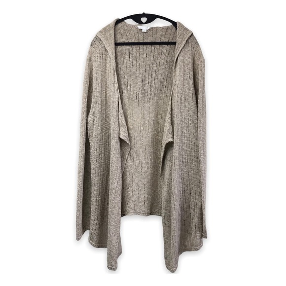 J Jill Cardigan Large Sweater Open Longline Knit Lagenlook Beach Grandma Minimal - Picture 1 of 16